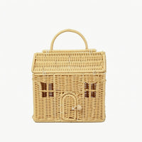 House-Shaped Basket Handwoven Wicker Storage Basket Hand-Woven Decorative for Gift Presentation, Shelf