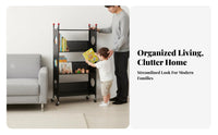 Space Saving Multi-Level Rolling Cart adaptable Use 4-Tier Mobile shelf unit Slim Design Tiered Shelving Unit Easy Assembly for Homeowners, Office Workers, Living Room, Narrow Spaces, Bedroom, Classroom