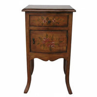 Hand-Painted Single-Drawer End Table Distressed Finish Nightstand Vintage design & decor Furniture Farmhouse Design for Interior Decorators, home dwellers, Renters, Bedroom, Living Room, Entryway, Small areas