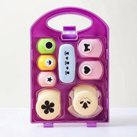 Paper Craft Tool Kit with Container Shape Stamper Set with Storage Case Easy to Use Paper Hole Punch Set for Students, Card Making