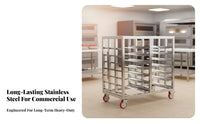 Stainless Steel Cooking Rack Heavy Duty Rolling Bakery Cart Locking Casters Commercial Bakery Rack for Culinary Experts, Caterers, Cafeteria