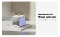 Portable Mini Air Chiller Humidifier Function Mini Air Conditioner Fan Three-Fan Speeds Desktop Water Cooling Fan for Office Workers, Students