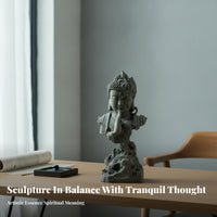 Carved Details Buddhist Figurine Gray Finish Buddha Statue Long-Lasting Tabletop Statue Aquarium-Safe