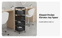 3-Tier Rolling Cart Full Rotation Casters 3-Tier Rolling Trolley Round Metal Utility Trolley Large Capacity for Bathroom