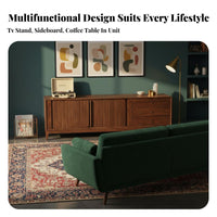 Slatted Door Credenza mid-1900sera Modern Media Console Minimalist Design Storage Cabinet for Homeowners, Families, Living Room, Home Decor, Entryway