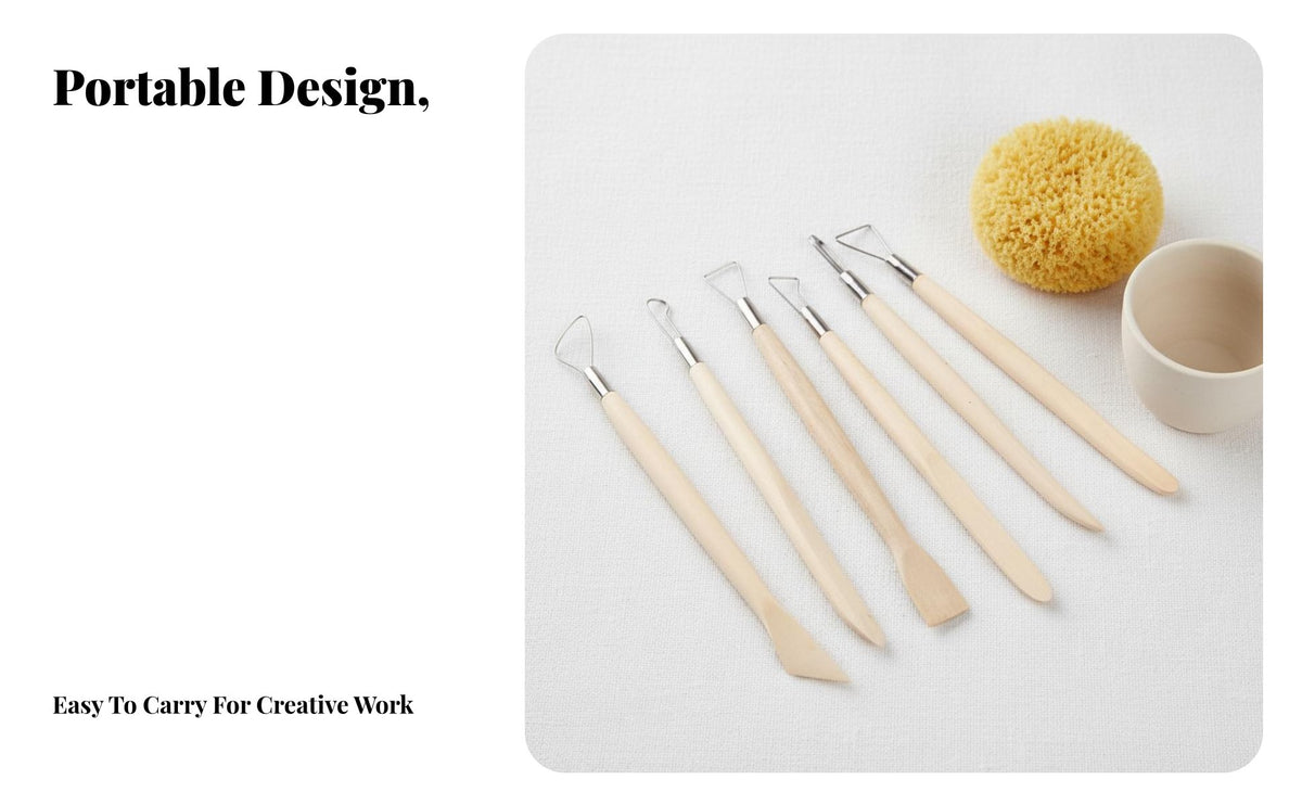 5 Pieces 5-Piece Pottery Tool Set Easy to Use Wooden Handle Sculpting Tools