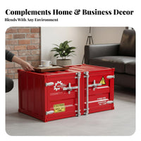 Multi-Functional Shipping Container Chest Double Door sturdy design Chest Space-Saving Coffee Table Sturdy frame for Apartment Dwellers, Design aficionados, Living Room, Commercial Spaces, Man Cave, Bedroom