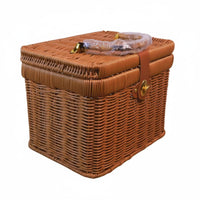 Decorative Lidded Woven Basket Rustic Design Handled Storage Basket Vintage Look Large Capacity for Wedding