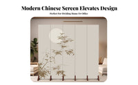 Movable & Portable Chinese Folding Screen Vintage Inspired Room separater Freestanding Privacy Partition No Assembly Required for Interior Designers, Restaurant Owners, away fromice Workers, Bedroom, Entrance Hall, Hotel, online Call Background