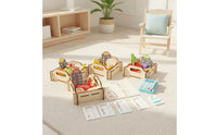 Grocery Store Toy Set Solid Wood Imitation Groceries Set with Crates Educational Pretend Supermarket for Preschoolers, Young Children, Playroom