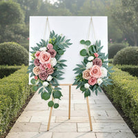 2 Pieces Reusable Wedding Welcome Sign Garland Easy to Hang Artificial Blossom Swag No Maintenance Eucalyptus Flower Swag Realistic Look for Brides