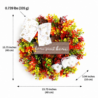 40cm Multicolour Eucalyptus Door Wreath, Artificial Wreath for Front Door, Indoor Outdoor All Year Home Decor