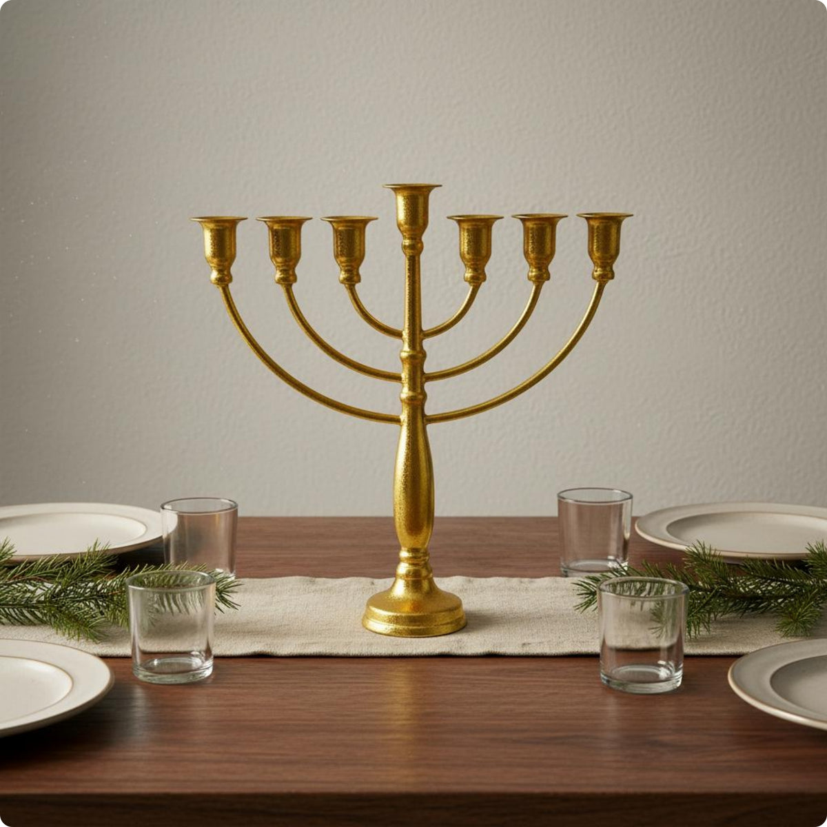 Hanukkah Menorah Vintage Design Religious Decor Table Centerpiece