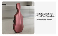 Carbon Fiber Cello Case Lightweight 4/4 Cello Secure Instrument Carrier Impact Resistant Musical Instrument Accessory for Music Students, Traveling