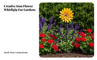 360-Degree Rotation Metal Flower Wind Weather Resistant 3D Flower Whirligig Vibrant Colors for Gardeners, Homeowners, Patio, Pathway