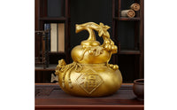 Gourd Ornament Shiny Gourd with Stem Feng Shui Sculpture for Tabletop, Entryway