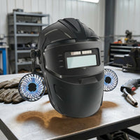 True-Color Metalworking Helmet with Fan Heat-Resistant Auto-Darkening Metalworking Helmet Breathable Safeguarding for Workshop