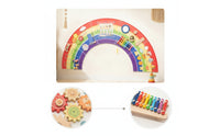 Large Rainbow Play Board Child-Centered Busy Board with Xylophone Multicolor Sensory Wall Panel Space-Saving for Toddlers, Playroom, Classroom