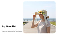 DIY Straw Hat Kit Handmade Floral Hat Decoration Kit Lace Decorative Craft Supplies for Adults, Group Activities, Vacation, Parties