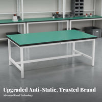 High Load Capacity Anti-Static Work Table Carbon Steel Frame Workshop Production Table Adjustable Non-Slip Feet Heavy Duty Workbench Multi-Purpose for Factory Workers, Warehouse Personnel, Clean Room, Laboratoryoratory Oratory, Studio, Basement