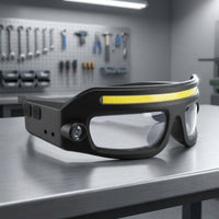 Rechargeable Glasses Style Headlamp Lightweight Headlamp with COB Light Bar Compact Wearable Glasses Light Portable for Mechanics, Runners, Repair Work