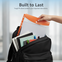 A4 Transparent Document Folder with Snap Button Closure and Card Slot, Multi-Color File Organizer for Students