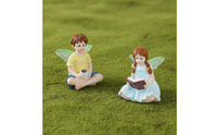 2 Pieces Literary Fairy Children Statues Glow in the Dark Miniature Figurine for Terrarium