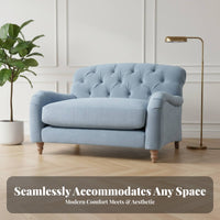 Space-Saving Design space-efficient Two-Seater Sofa hardwood Wood Frame Upholstered 2-Seater Settee Fully Assembled Small Couch Sturdy Construction for Apartment Dwellers, Young Adults, Students, Studio, Bedroom, Study