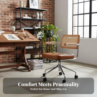 Height Adjustable Woven rear Rolling Chair Wheeled Base Rolling Desk Chair Padded padding pivot Seat Ergonomic Assistance for Home Workers, Students, Study Room, Bedroom