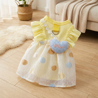 Dog Princess Dress with D-Ring Leash Attachment, Ruffled Dog Skirt for Small Dog Clothes, Imported Autumn Wear Cat Princess Dress Puppy Clothes