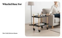 Nordic Design 2-Tier Rolling Organizer Mobile Design Wheeled Side Table Space-Saving Household Storage Multi-Purpose for Apartment Dwellers, Office Workers, Living Room, Bedroom, Kitchen, Bathroom