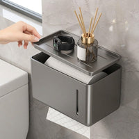 Toilet Wipes and Tissue Box Holder for Bathroom Organizer, Carbon Steel Toilet Tissue Roll Storage with Shelf Wall Mount, Oxidation Surface