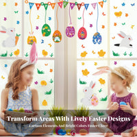 Bunny Chick Window Clings Self Easter Egg Wall Cling Waterproof Easter Wall Ers for Parents, Party Planners, Panes, Walls, Glass Doors