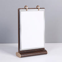 Wood-Grain Flip Table Sign Tabletop Multi-Page Flip Sign Holder Double-Sided Desktop Display with Clear Pages Transparent for Restaurants