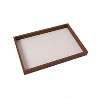 Beige Lined Walnut Jewelry Tray Slim Divided Jewelry Tray Raised Rim Household Storage Rectangular