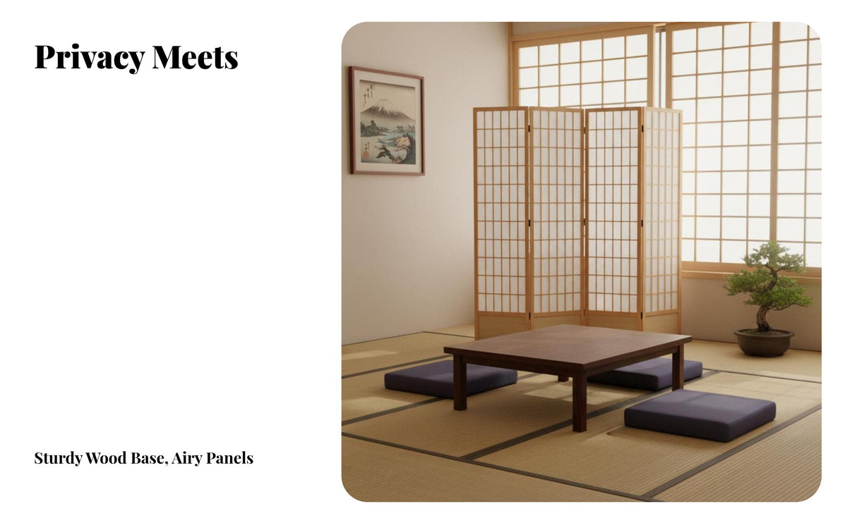 Foldable Shoji Screen Japanese design Shoji Panel separater Lattice Pattern Folding Partition Freestanding for Interior Designers, Business Owners, Photo Studio, Living Room, Bedroom, Restaurant