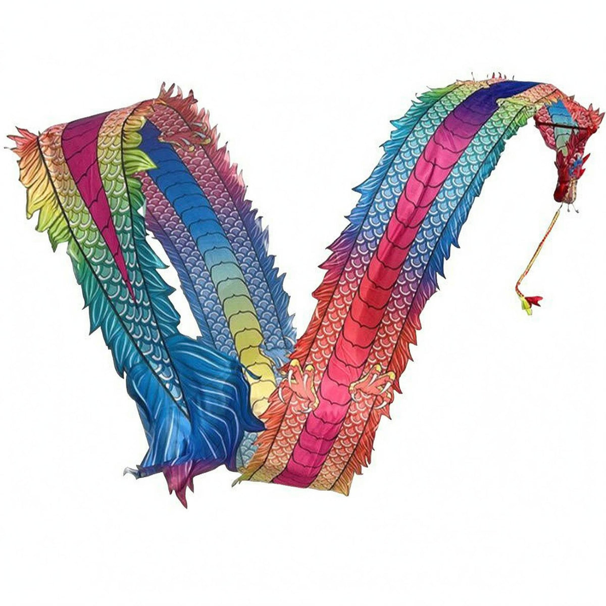 Scale-Patterned Dragon Dance Head Steel-Frame Dragon Dance Costume Prop Multicolor for Performance