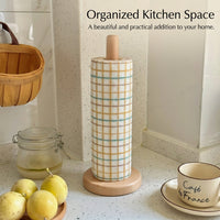 Dining Table Paper Towel Holder Stand, Freestanding Beech Wood Kitchen Roll Dispenser for Pantry, Stylish Korean Design, No-Drill Countertop Organizer