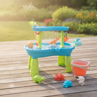 Outdoor Sand and Water Table Freestanding Water Table with Pail Plastic Toy Interactive for Toddlers