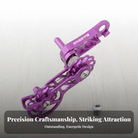 Folding Bike Chain Tensioner CNC Machined Double Pulley Chain Guide Aluminum Alloy Construction Drivetrain Part for Cyclists Jump Riders, Biking