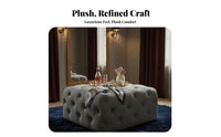 Modern Design Upholstered Square Seat Elegant Design Square Tufted Pouf High-Density Foam Ottoman Multi-Purpose for Interior Decorators, Homeowners, Adults, Walk-in Closet, Vanity Room, Entryway, Reading Nook