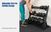 3-Tier Adjustable Dumbbell Storage Rack, Home Fitness Equipment, Steel Weight Stand, Multi-Level Organizer