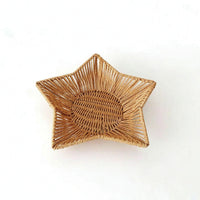Star-Shaped Wicker Tray Shallow Star-Motif Weave Basket Decorative for Tabletop