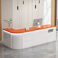 Modern Front Desk Wide Countertop Curved Reception Desk Sturdy Construction Commercial Checkout Counter with Minimalist Workspace Suitable for Cashiers Retailers Retail Store