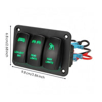 12-24V Marine Rocker Switch Panel Blue Labels 3-Gang Rocker Switch Panel Rounded Corners Electrical Accessory