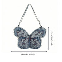 Butterfly Bag Distressed Butterfly Shaped Purse Embroidered Pocketbook for Teens, Concerts