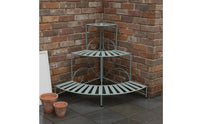 Space Saving Fan Shaped Plant Holder Freestanding Wrought Iron Corner Shelf Multi-Purpose Corner Plant Shelf Sturdy Construction for Balcony, Patio, Living Room