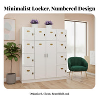 Lockable Doors Wooden Multi-Door Locker High Capacity Commercial Changing Cabinet Multi-Door Storage Locker Water-Resistant for Employees, Salon, Gym, Spa, Dormitory