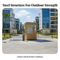 Steel Frame Guard House Weatherproof Prefabricated Security Booth Pre-Assembled Outdoor Gatehouse for Gatekeepers, Event Toll Booths, Schools