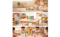 Wooden Matching Toy with Cards Fine Motor Color Matching Toy with Pegs Sorting Box with Cards Hands-on Hand-Eye Coordination